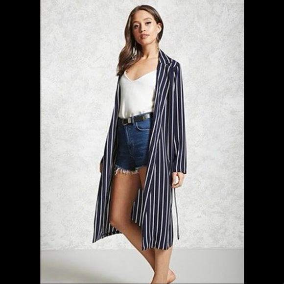 Button up pinstripe navy duster - Picture 1 of 10